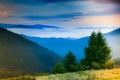 Landscape in the mountain:hazy tops and spring valleys.