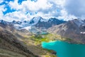 Landscape with mountain lake Ala-Kul, Kyrgyzstan. Royalty Free Stock Photo