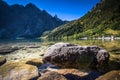 Landscape of mountain lake Morskie Oko near Zakopane, Tatra Mountains, Poland Royalty Free Stock Photo