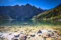 Landscape of mountain lake Morskie Oko near Zakopane, Tatra Mountains, Poland Royalty Free Stock Photo