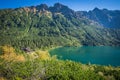 Landscape of mountain lake Morskie Oko near Zakopane, Tatra Mountains, Poland Royalty Free Stock Photo