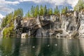 Landscape of the mountain park Ruskeala in the Republic of Karelia Royalty Free Stock Photo