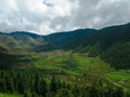 Landscape of mountain Phobjikha valley, Bhutan Himalayas Royalty Free Stock Photo