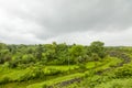 Landscape of the mountain ranges of Western Ghats at state of Maharashtra near wakanda dam in India. Royalty Free Stock Photo