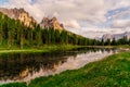 Landscape, Mountain and reflection near Antorno Lake, Dolomites Alps