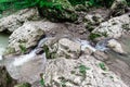 landscape mountain river and rocks with green tropical plants in thailand Royalty Free Stock Photo