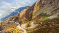 Landscape of a mountain road, Krasnaya Polyana mountains. Autumn in the Caucasus