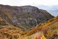 Landscape of a mountain road, Krasnaya Polyana mountains. Autumn in the Caucasus