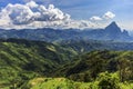 Landscape of Mountain and road at Phou Khoun, Laos Royalty Free Stock Photo