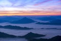 Landscape of the mountain and sea of mist in winter sunrise view from top of Phu Chi Dao mountain , Chiang Rai, Royalty Free Stock Photo