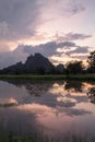 Landscape mountain sillutte at twillight