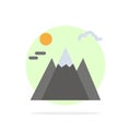 Landscape, Mountain, Sun Abstract Circle Background Flat color Icon Royalty Free Stock Photo
