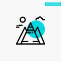 Landscape, Mountain, Sun turquoise highlight circle point Vector icon Royalty Free Stock Photo