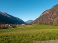 Landscape of mountain Swiss, in Claro, in a sunny winter day