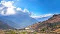 Landscape of mountain and valley country,Thimphu city in Bhutan Royalty Free Stock Photo