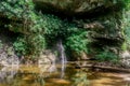 Landscape of mountain with waterfall and river in the tropical rainforest in Gunung Mulu National park. Sarawak Royalty Free Stock Photo