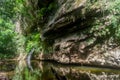 Landscape with mountain, waterfall and river in the tropical rainforest jungle in Gunung Mulu National park. Sarawak Royalty Free Stock Photo