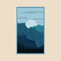 landscape mountain wild forest vintage poster vector illustration design Royalty Free Stock Photo