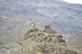 Landscape of mountainous Ingushetia, the remnants of an ancient civilization.