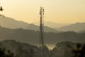 Landscape of mountains and antenna at sunset, Luang Prabang, Laos