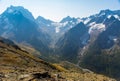 Landscape with mountains and blue sky