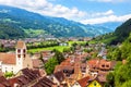 Landscape with mountains, city and forest, Switzerland, Europe