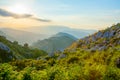 Landscape with mountains in the evening sunsent at Picos de Europa