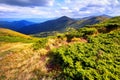 Landscape mountains and field under blue sky Royalty Free Stock Photo