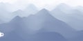 Landscape with mountains and fog. Mountainous terrain. Abstract background. Vector illustration