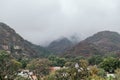 Landscape of the mountains of Malinalco, State of Mexico, with fog and rain Royalty Free Stock Photo