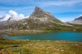 Landscape with mountains and mountain lake near Trollstigen, Norway Royalty Free Stock Photo