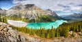 Landscape, Mountains, Peyto Lake, Panorama, Canada Royalty Free Stock Photo