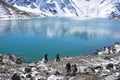 Landscape of mountains snow and lagoon in Chile