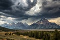 Landscape with Mountains and Storm Clouds Royalty Free Stock Photo