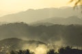 Landscape of mountains at sunset, Luang Prabang, Laos