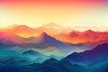 Landscape with mountains and sunset. Vector illustration for your design, Enchanting mountain range with vibrant color gradient Royalty Free Stock Photo