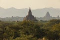 A landscape of mountains, temples and pagodas in Bagan, Myanmar Royalty Free Stock Photo