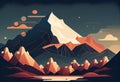 Landscape of mountains Vector illustration in flat style AI generated