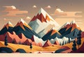 Landscape of mountains Vector illustration in flat style AI generated