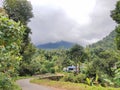 Landscape mountains view with clouds