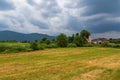 Mountains and the village of Pudob with a nice catholic in Slovenia