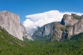 Landscape with mountains and waterfall in Yosemite Royalty Free Stock Photo