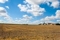 Landscape mown grain field in France, the Loire Valley.