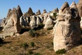 Landscape with mushroom-shaped mountains in Zemi Valley near the town of Goreme, Turkey