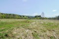 Landscape with mysteriously lying, dry grass.