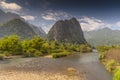 Landscape of Nam Song River at Vang Vieng, Laos Royalty Free Stock Photo