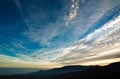 Landscape nature background, clouds in evening sky