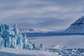 Landscape nature of the glacier mountain of Spitsbergen Longyearbyen Svalbard arctic winter polar sunshine day