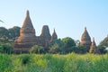 Landscape Nature of many ancient pagoda of Dhammayan Gyi Temple on the field at Bagan , Mandalay , Myanmar is best famous landmark Royalty Free Stock Photo