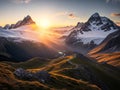 Landscape nature mountans in Alps at sunrise